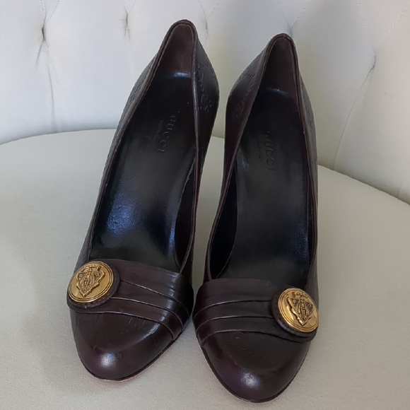 Gucci brown Guccissima leather Hysteria pumps
